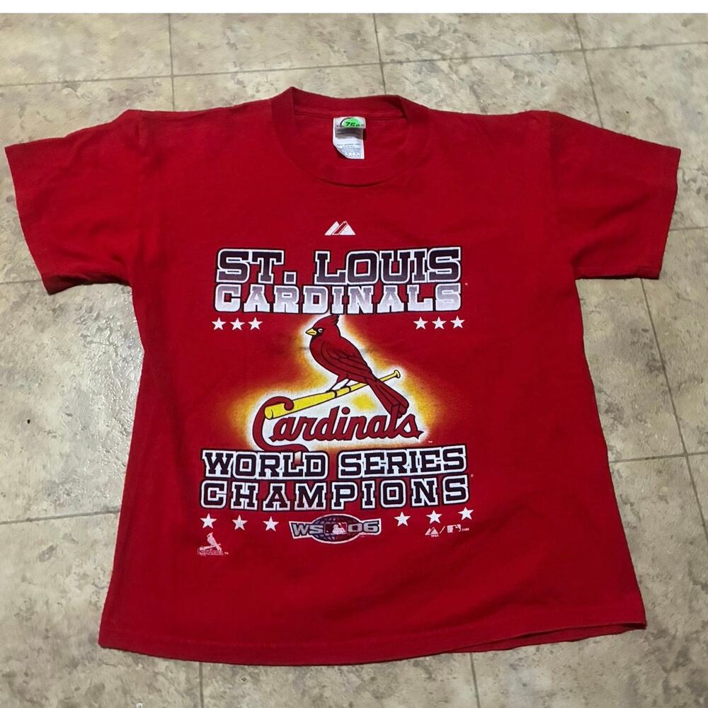 Vintage 2006 St Louis Cardinals World Series Red Kids T-Shirt L